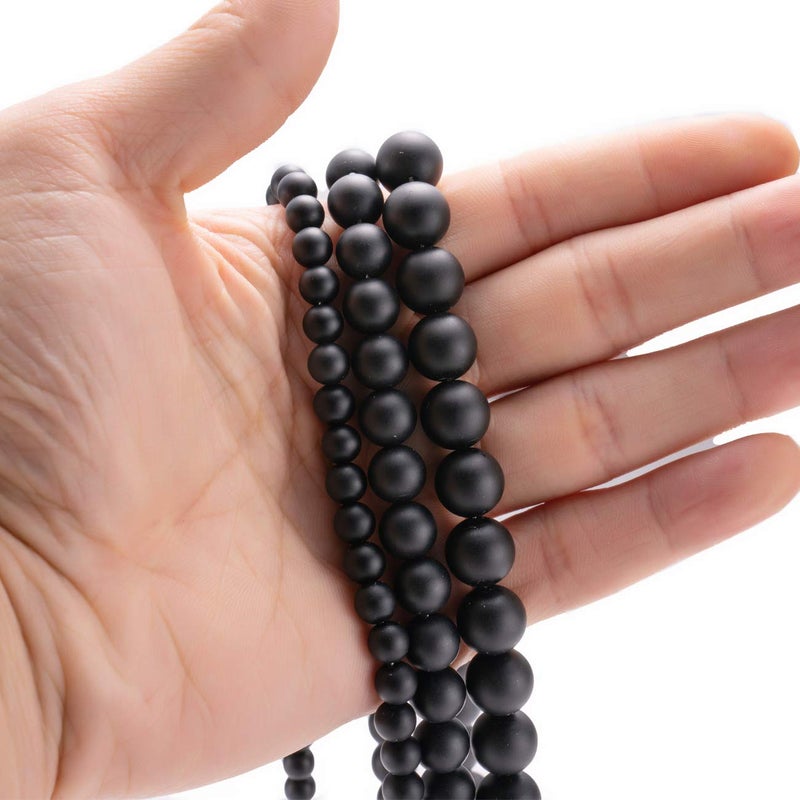 BEADIA Matte Black Onyx Natural Stone Round Loose Semi Gemstone Beads for Jewelry Making 6MM 61PCS - Image 4